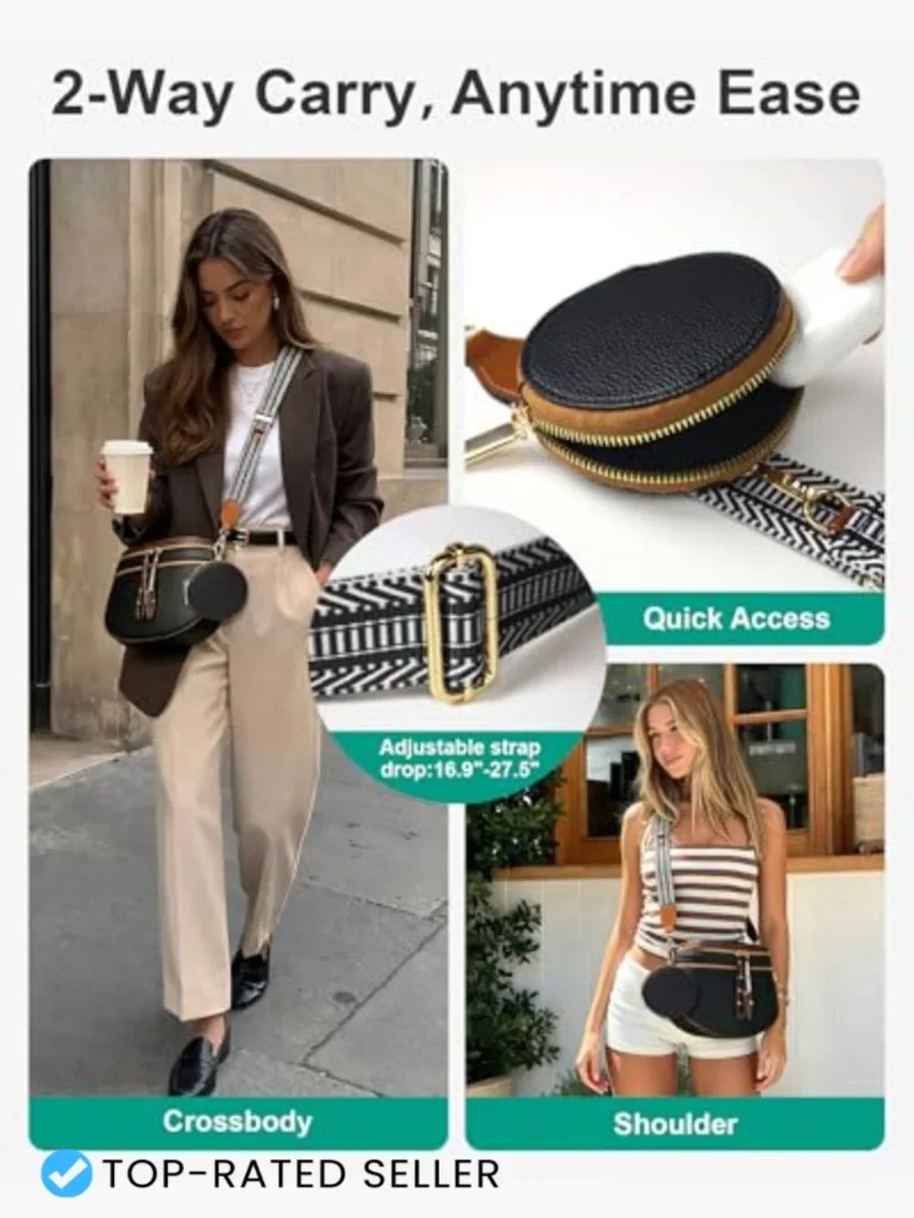 Crossbody Bags for Women Soft Vegan Leather Shoulder Bum Bag Coin Purse